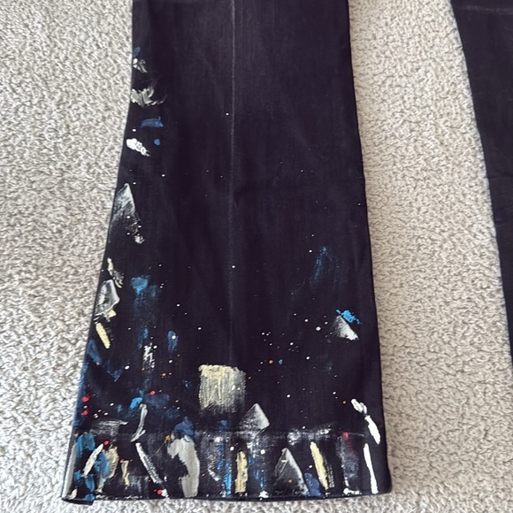 AMIRI Black Flare Wide Leg Jeans with Embellishments Paint size 38 - Picture 13 of 17